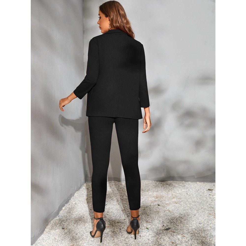 2 piece set pantsuit Open Front Blazer jacket & dress Pants black - Picture 3 of 11